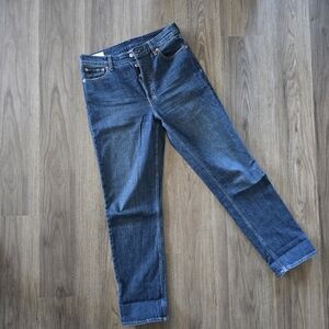 Gap Blue High-waist Cheeky Straight Leg Jeans In Size 10L